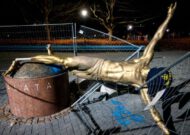 Zlatan Ibrahimovic statue vandalised for fourth time, ankles sawn off